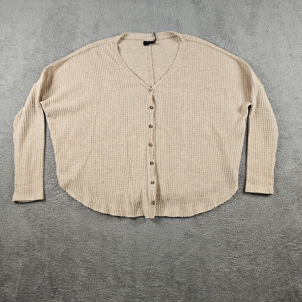 Out From Under Urban Outfitters Waffle Knit Cardigan Beige Tan Oversized Small